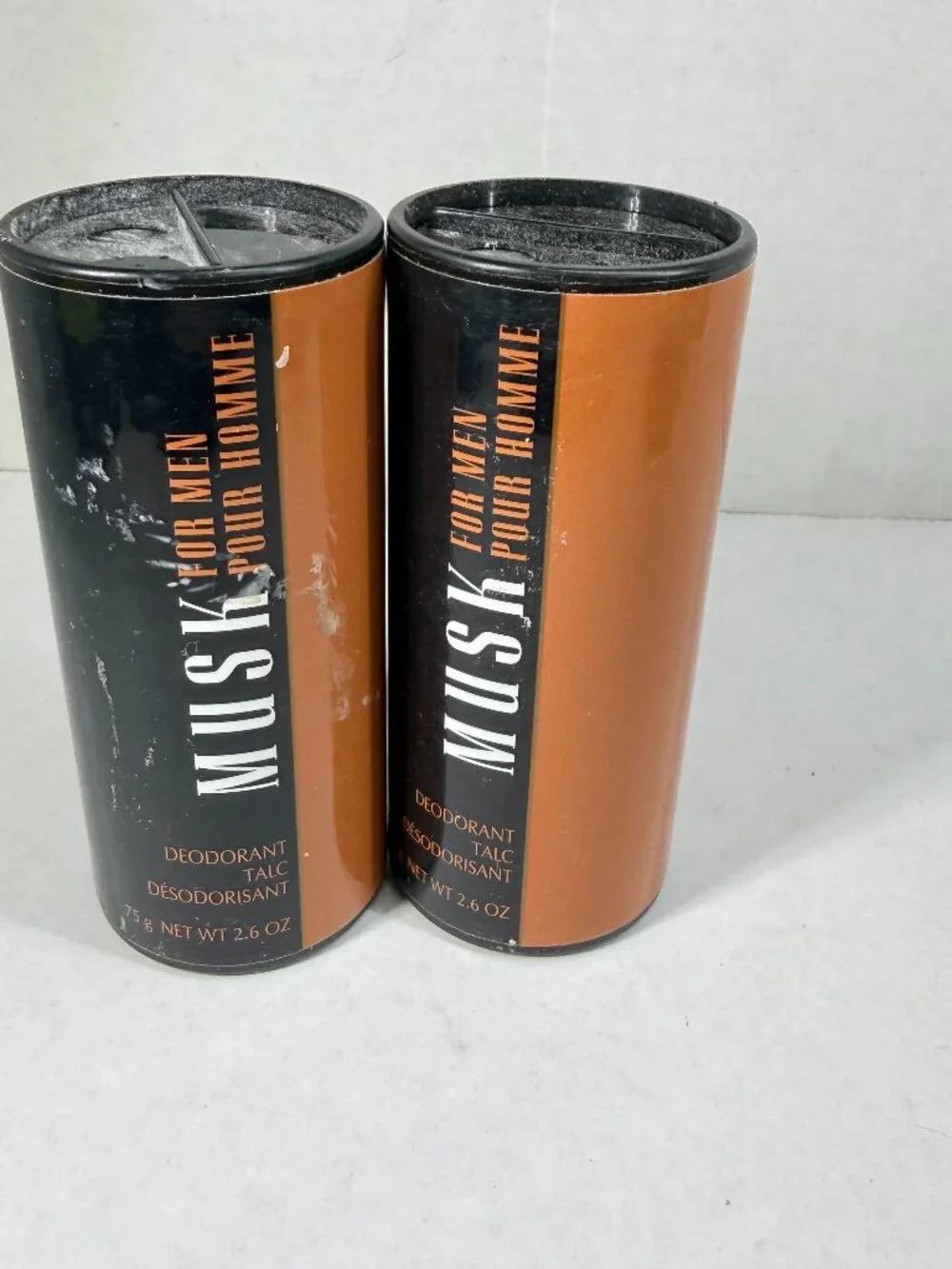 Musk for Men by Avon Talc Powder 2.6 oz New Vintage Lot of 2 Old Stock